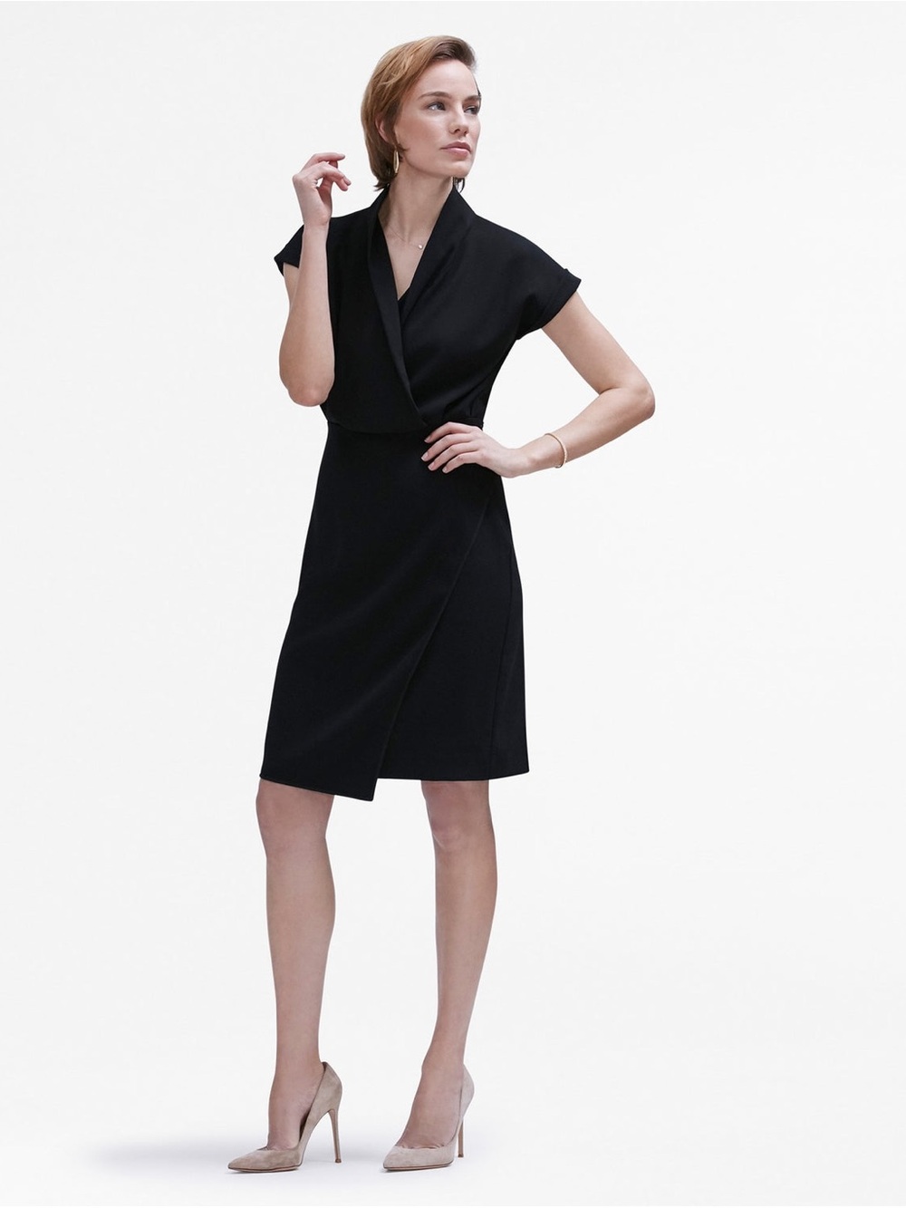 MM Lafleur The Tory Dress‎ Black Faux Wrap Dress Size 14